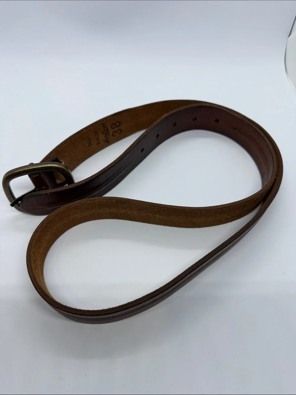 Lucky Brand Dark Brown Leather Belt with Antique Brass Buckle